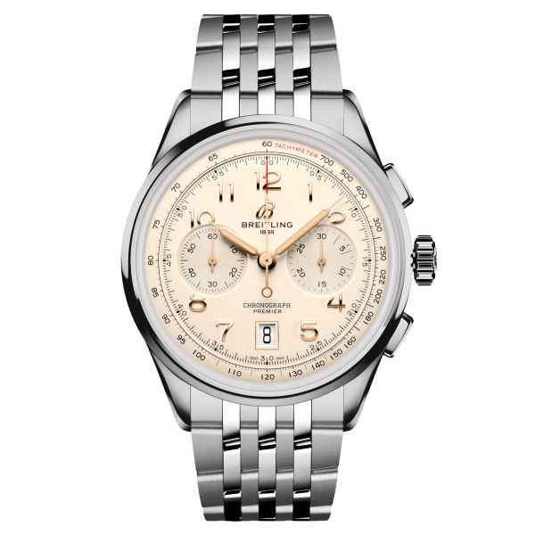 Breitling Premier B01 Chronograph automatic watch silver dial steel bracelet 42 mm