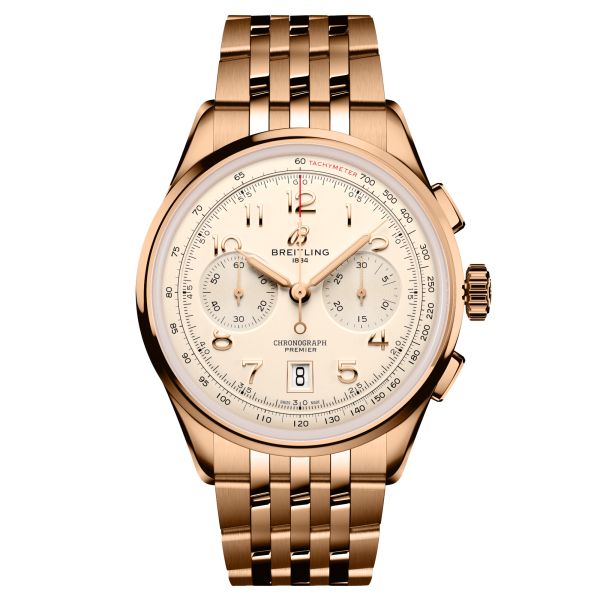 Breitling Premier B01 Chronograph Rose Gold automatic watch silver dial rose gold bracelet 42 mm