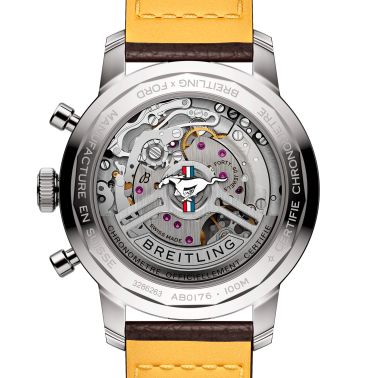 Breitling Top Time B01 Ford Mustang automatic watch green dial brown leather strap 41 mm