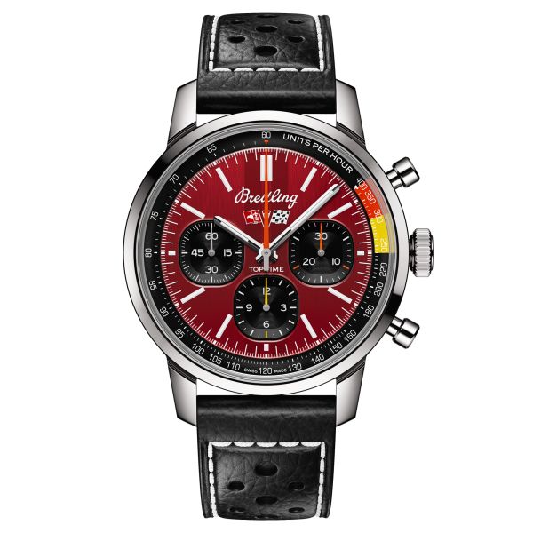 Breitling Top Time B01 Chevrolet Corvette automatic watch red dial black leather strap 41 mm