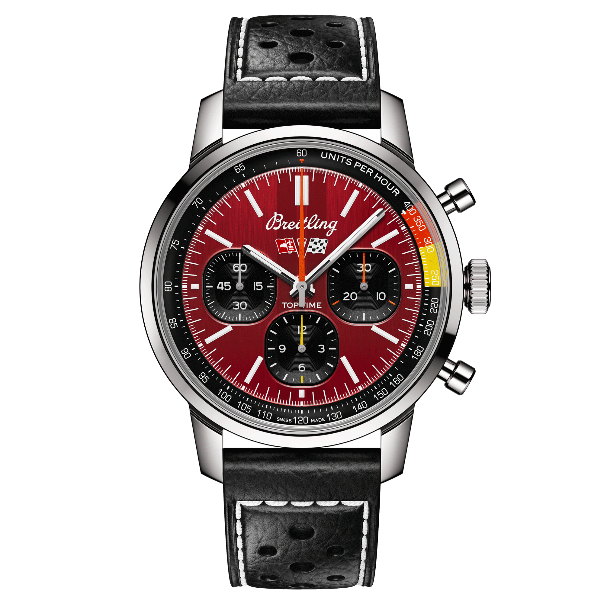 Montre Breitling Top Time B01 Chevrolet Corvette automatique cadran rouge bracelet cuir noir 41 mm AB01761A1K1X1