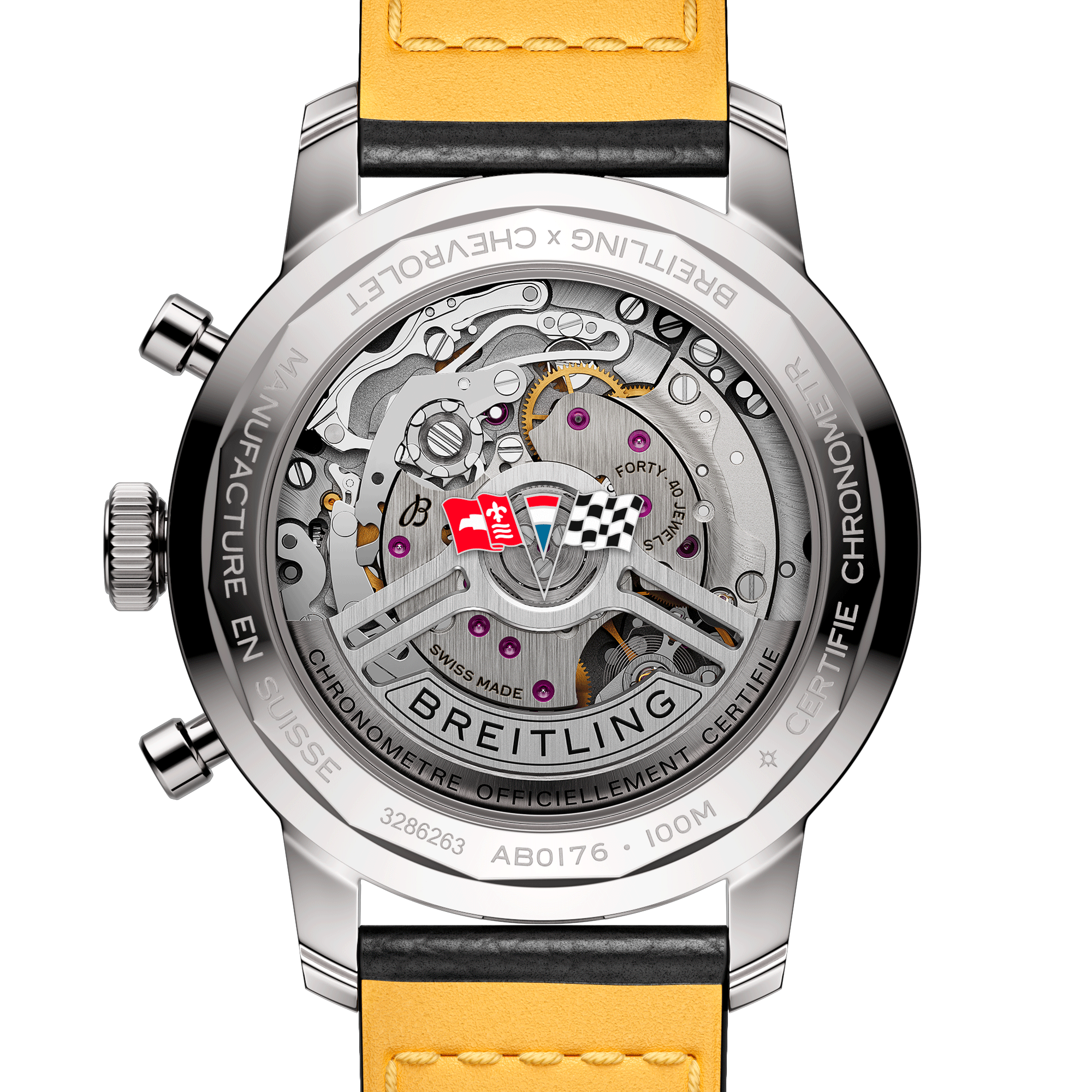 Montre Breitling Top Time B01 Chevrolet Corvette automatique cadran rouge bracelet cuir noir 41 mm AB01761A1K1X1