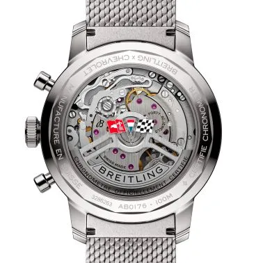 Montre Breitling Top Time B01 Chevrolet Corvette automatique cadran rouge bracelet acier maille milanaise 41 mm AB01761A1K1A1