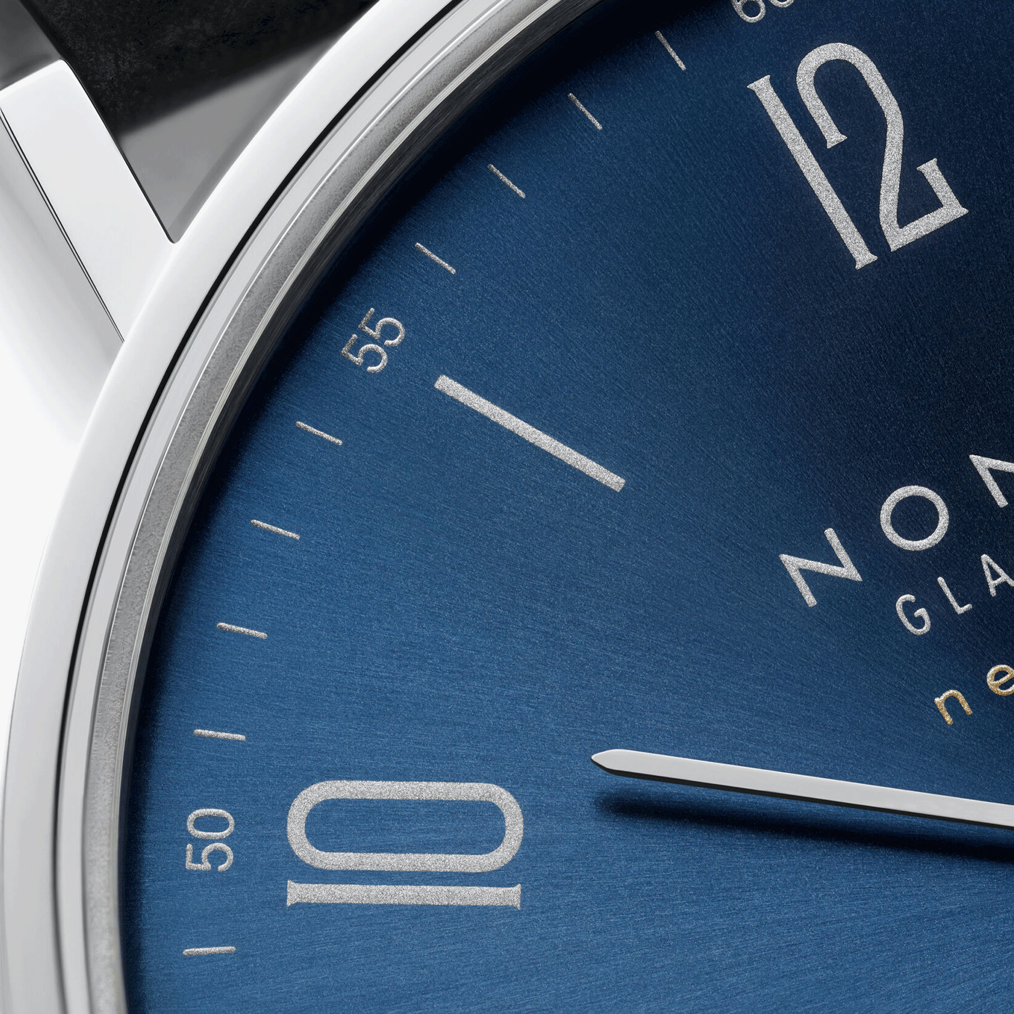 Nomos Tangente Neomatik Blue Gold automatic watch steel back blue galvanized dial black leather strap 35 mm 190