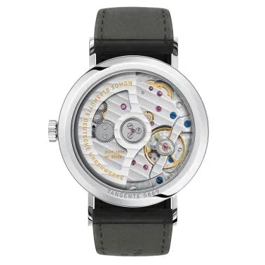 Nomos Tangente Neomatik Blue Gold automatic watch sapphire back blue galvanized dial black leather strap 35 mm