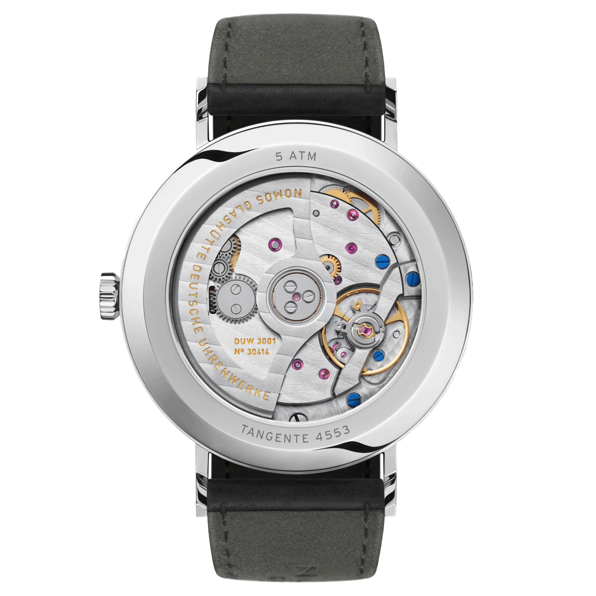 Montre Nomos Tangente Neomatik Or Bleu automatique fond acier cadran galvanisé bleu bracelet cuir noir 38,5 mm 146