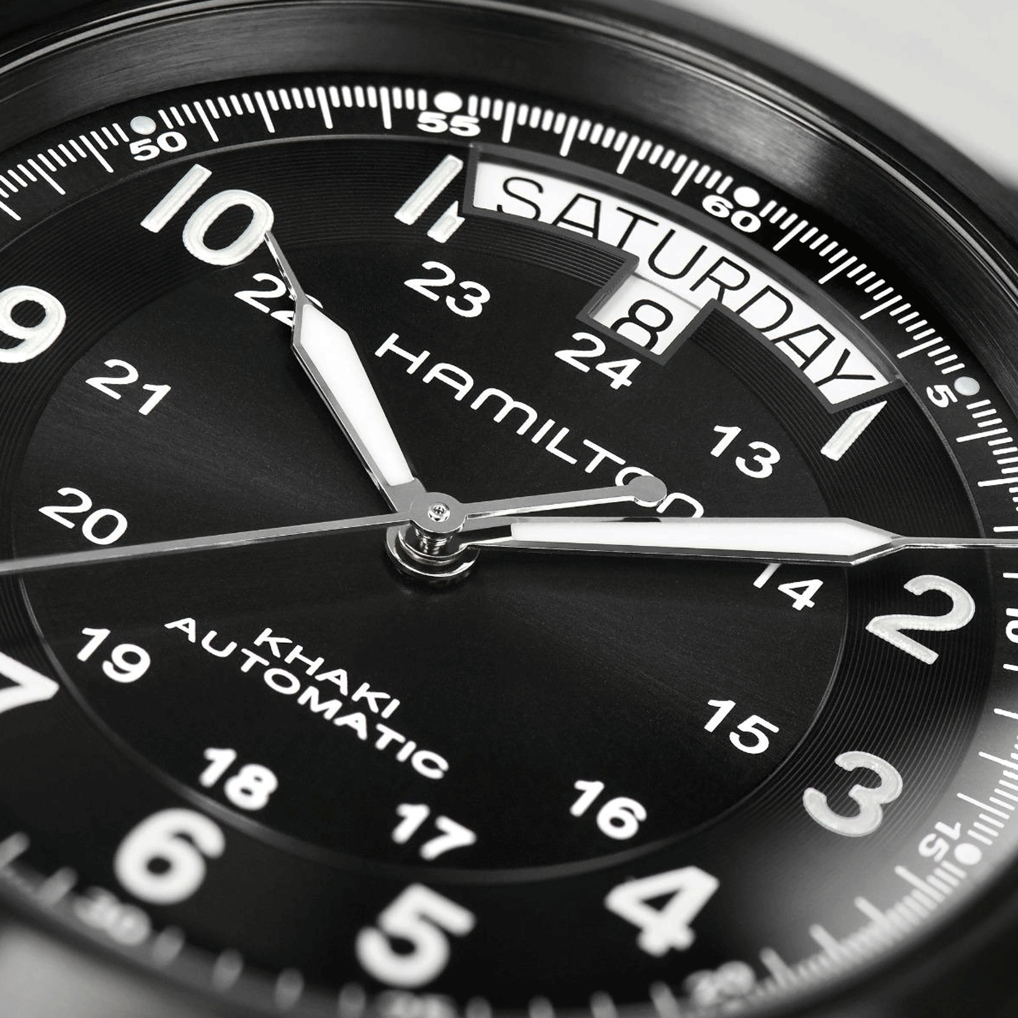 Watch Hamilton Khaki Field King automatic black dial black leather strap 40 mm