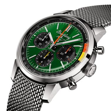 Montre Breitling Top Time B01 Ford Mustang automatique cadran vert bracelet acier maille milanaise 41 mm AB01762A1L1A1