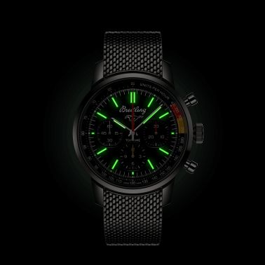 Montre Breitling Top Time B01 Ford Mustang automatique cadran vert bracelet acier maille milanaise 41 mm AB01762A1L1A1