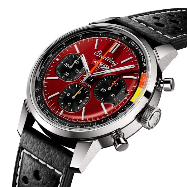 Montre Breitling Top Time B01 Chevrolet Corvette automatique cadran rouge bracelet cuir noir 41 mm AB01761A1K1X1