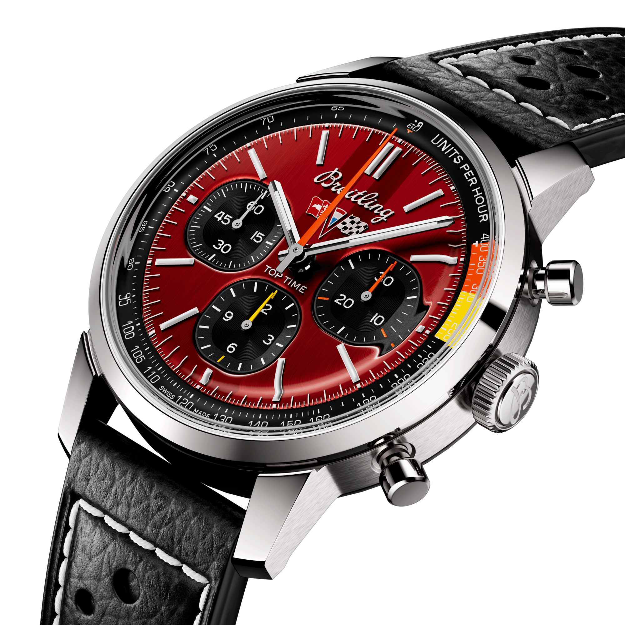 Montre Breitling Top Time B01 Chevrolet Corvette automatique cadran rouge bracelet cuir noir 41 mm AB01761A1K1X1