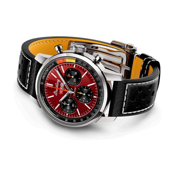 Montre Breitling Top Time B01 Chevrolet Corvette automatique cadran rouge bracelet cuir noir 41 mm AB01761A1K1X1