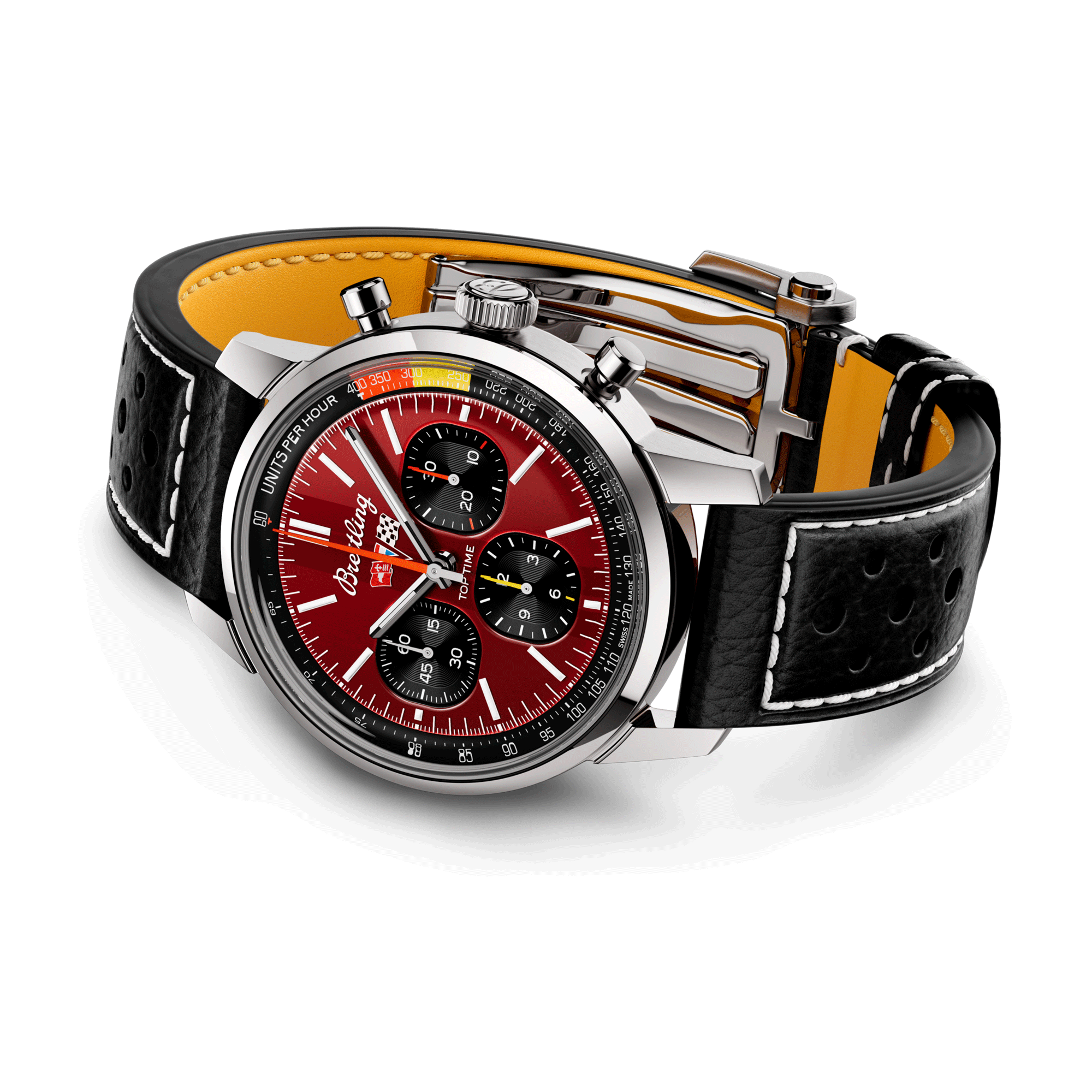 Montre Breitling Top Time B01 Chevrolet Corvette automatique cadran rouge bracelet cuir noir 41 mm AB01761A1K1X1