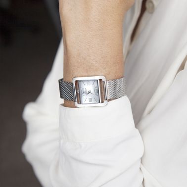 Montre Michel Herbelin 5ème Avenue quartz cadran nacre chiffres arabes bracelet maille milanaise