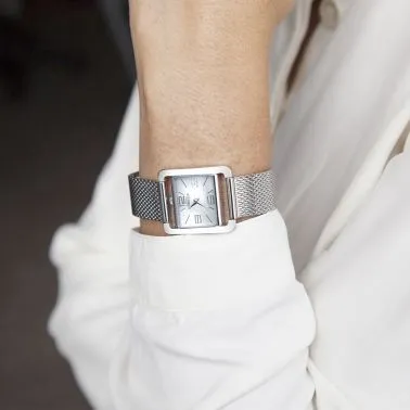 Montre Michel Herbelin 5ème Avenue quartz cadran nacre chiffres arabes bracelet maille milanaise