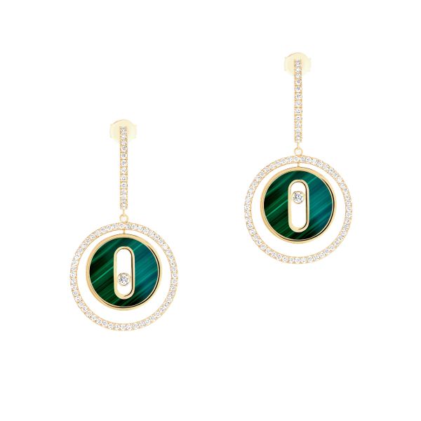 Boucles d'oreilles Messika Lucky Move en or jaune, malachite et diamants 12965J