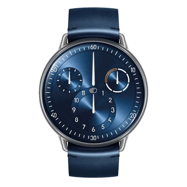 Montre Ressence Type 1° Round Night Blue titane automatique cadran bleu bracelet cuir 42 mm