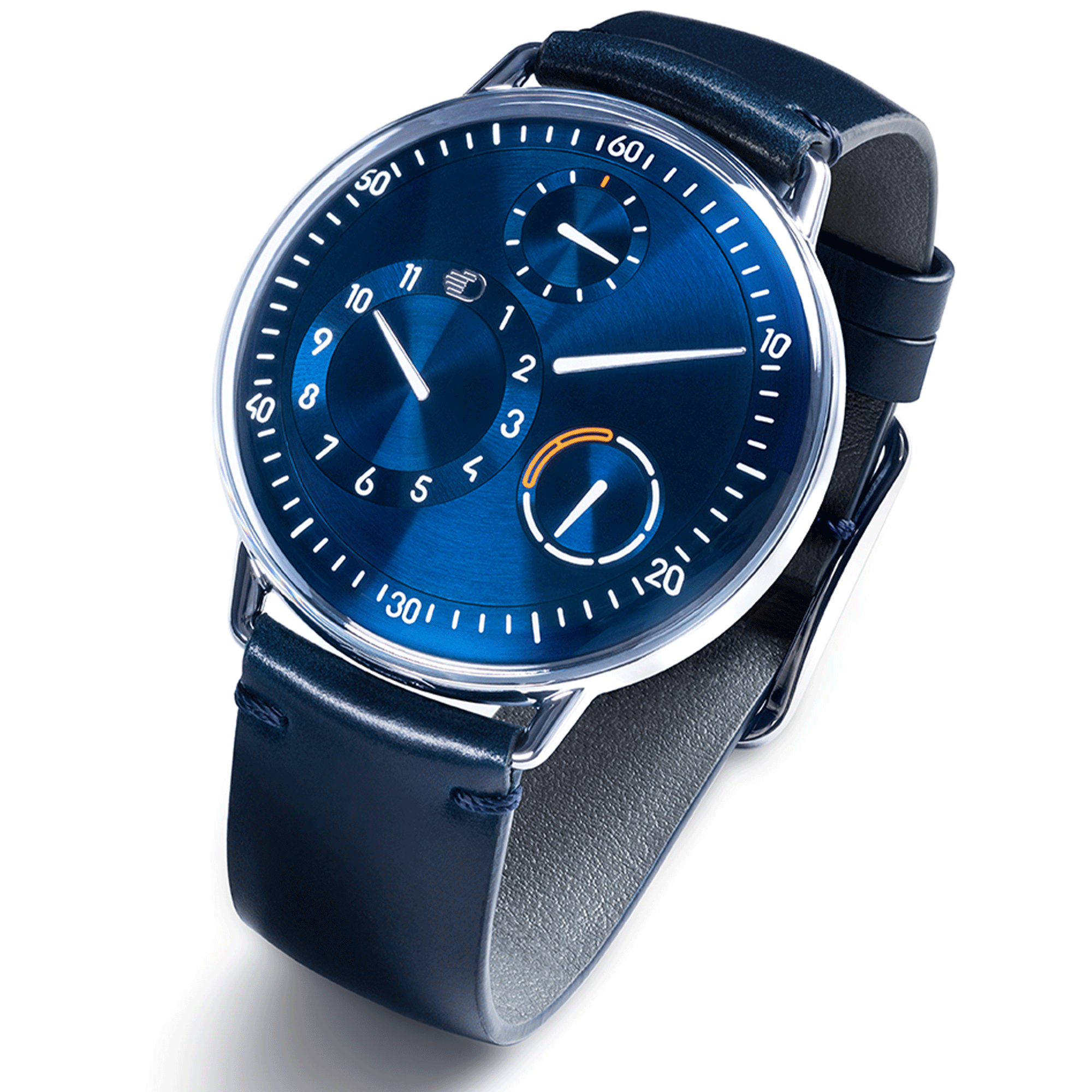 Montre Ressence Type 1° Round Night Blue titane automatique cadran bleu bracelet cuir 42 mm
