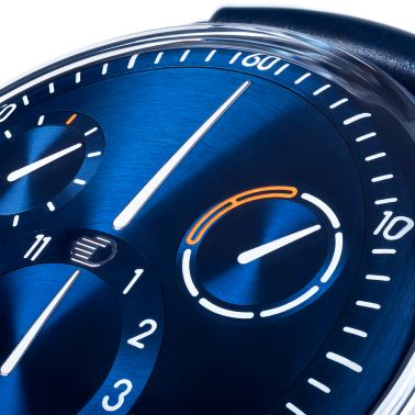 Montre Ressence Type 1° Round Night Blue titane automatique cadran bleu bracelet cuir 42 mm