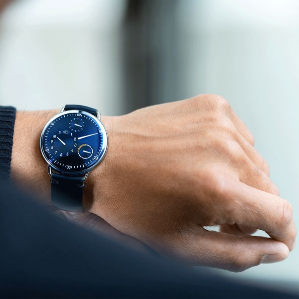 Ressence Type 1° Round Night Blue titanium automatic blue dial leather strap 42 mm