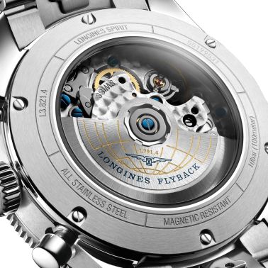 Longines Spirit Flyback automatic watch blue dial steel bracelet 42 mm L3.821.4.93.6