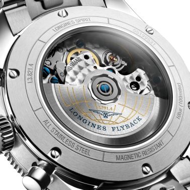 Montre Longines Spirit Flyback automatique cadran noir bracelet acier 42 mm L3.821.4.53.6