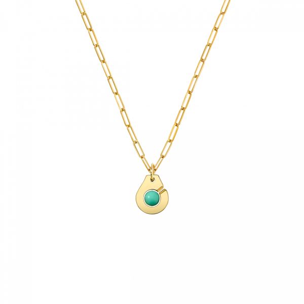 Collier Menottes dinh van R10 en or jaune et chrysoprase 667611