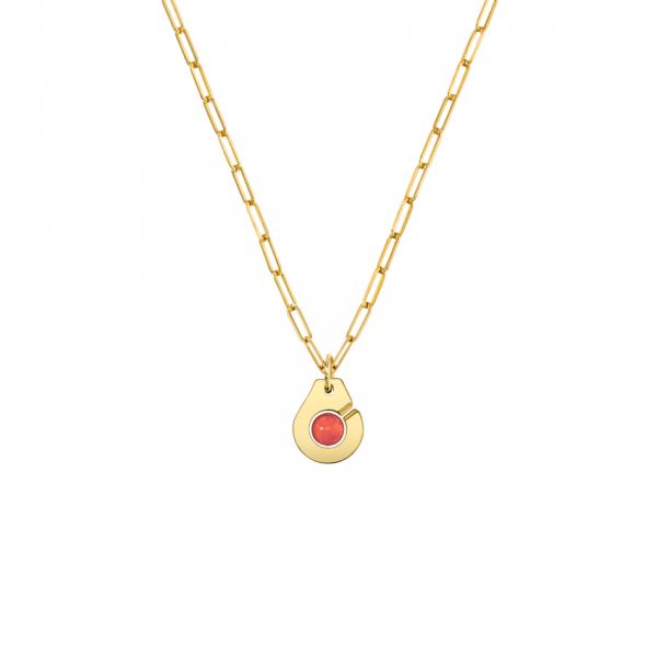 Collier Menottes dinh van R10 en or jaune et corail 667601