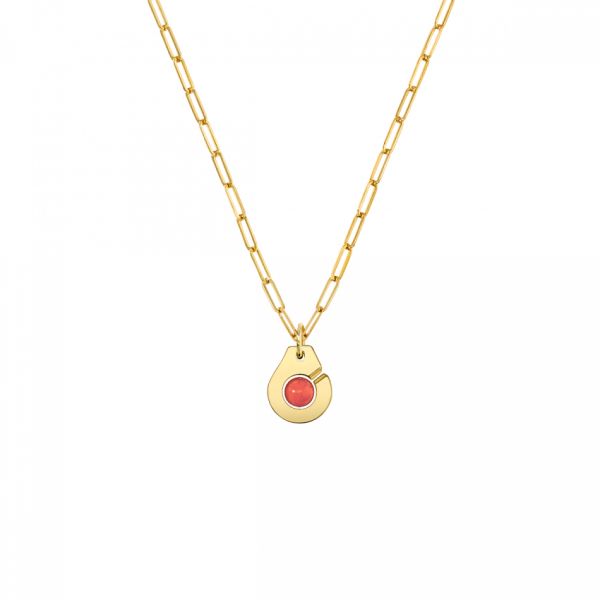 Collier Menottes dinh van R10 en or jaune et corail 667601