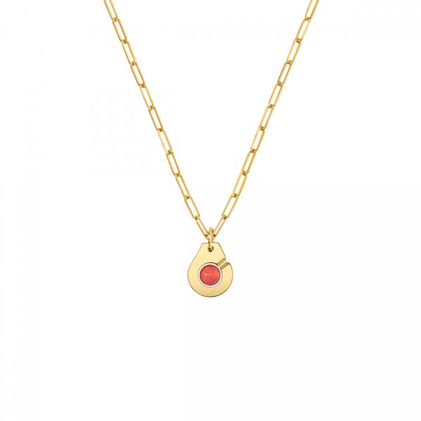 Menottes dinh van R10 necklace in yellow gold and coral
