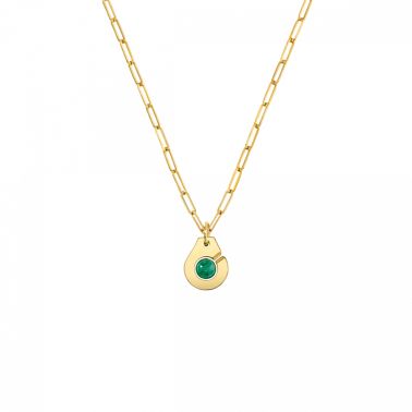 Menottes dinh van R10 necklace in yellow gold and malachite