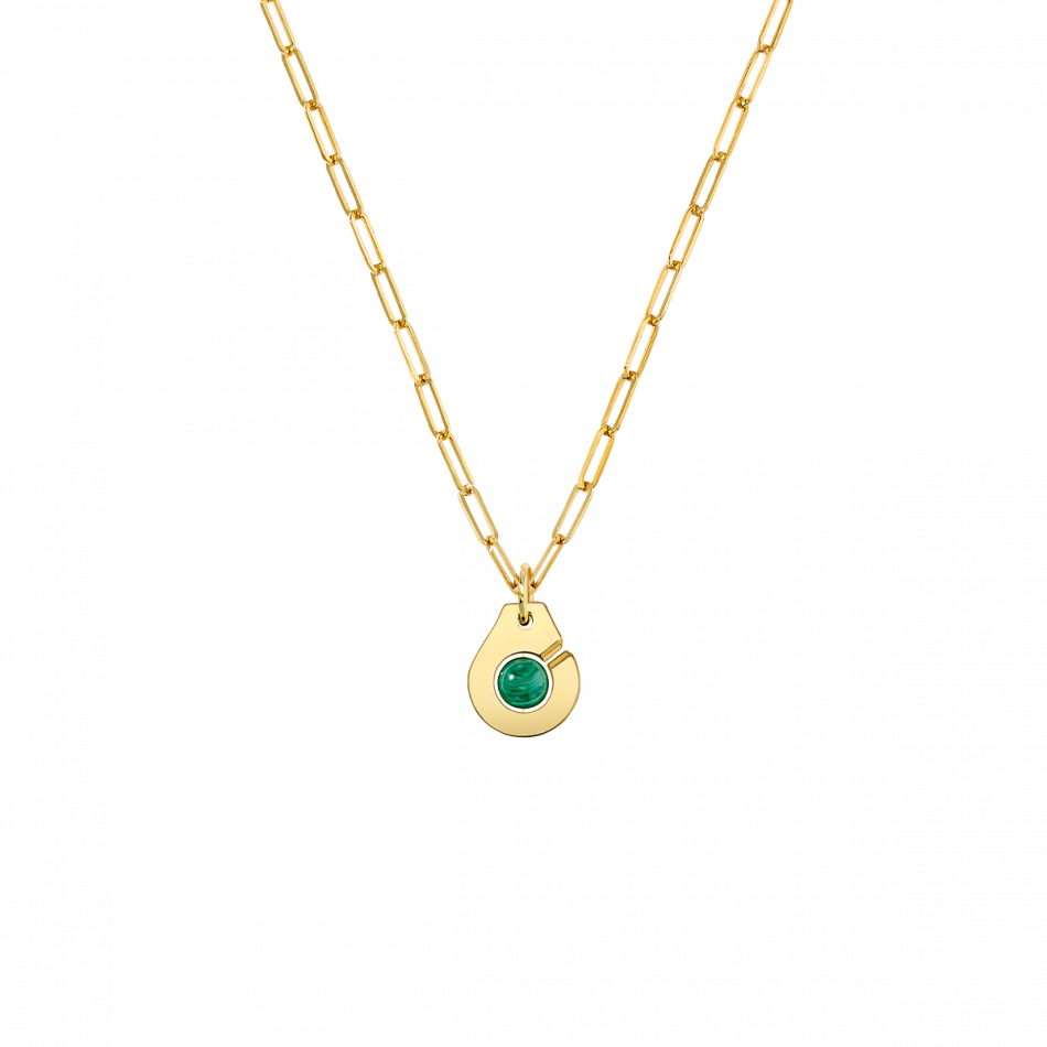 Collier Menottes dinh van R10 en or jaune et malachite 667621