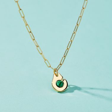 Collier Menottes dinh van R10 en or jaune et malachite 667621