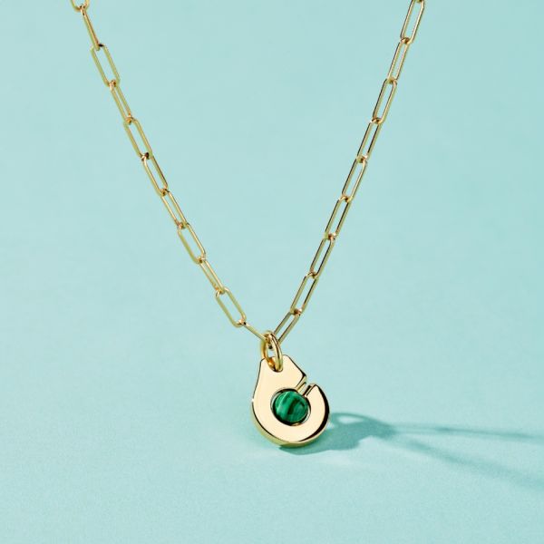 Collier Menottes dinh van R10 en or jaune et malachite 667621