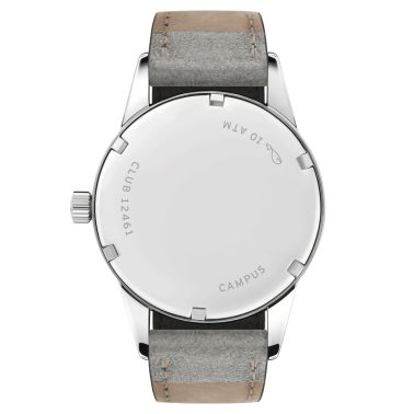 Nomos Club Campus Cream Coral mechanical watch coral dial grey leather strap 36 mm 714