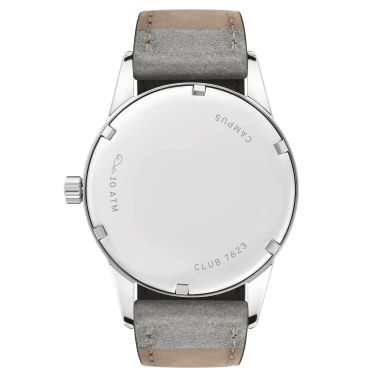 Nomos Club Campus Cream Coral mechanical watch coral dial grey leather strap 38,5 mm 725