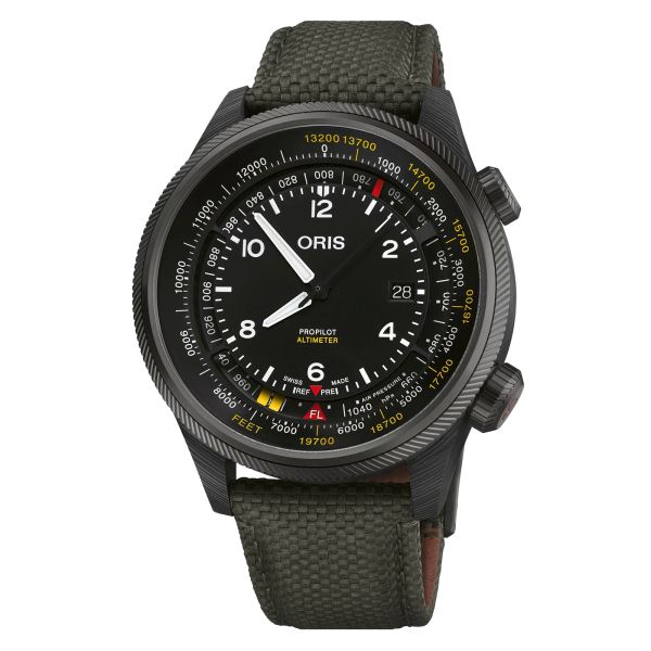 Montre Oris ProPilot Altimeter Carbone automatique cadran noir bracelet textile 47 mm
