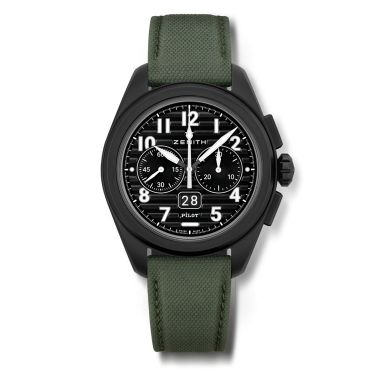 Montre Zenith Pilot Big Date Flyback Céramique automatique El Primero bracelet cordura 42,5 mm 