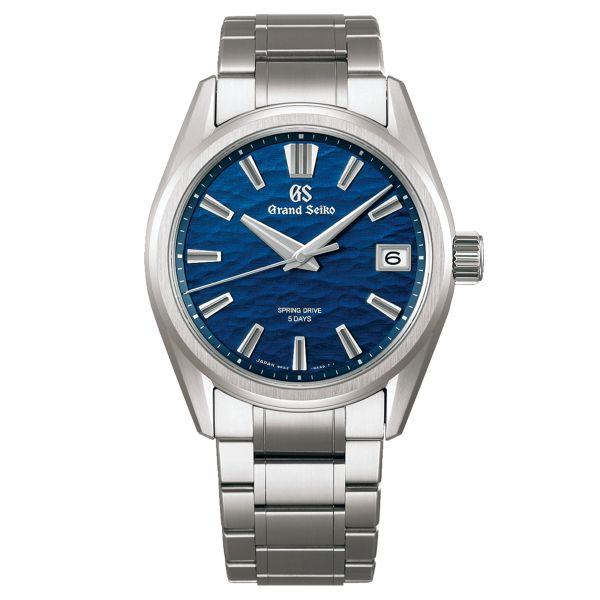 Grand Seiko Evolution 9 Spring Drive "Lake Suwa" titanium blue dial steel bracelet 40 mm