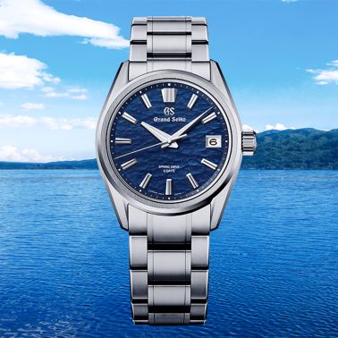Montre Grand Seiko Evolution 9 Spring Drive "Lake Suwa" Titane cadran bleu bracelet titane 40 mm