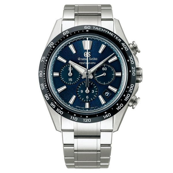 Grand Seiko Evolution 9 Tentagraph chrono automatic Hi-Beats titanium blue dial titanium bracelet 43,2 mm