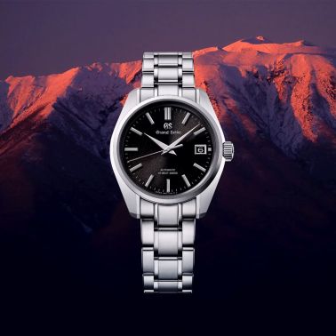 Montre Grand Seiko Heritage 44GS Hi-Beat 36000 Ever-Brillant Steel "Mt Iwate" cadran noir bracelet acier 40 mm