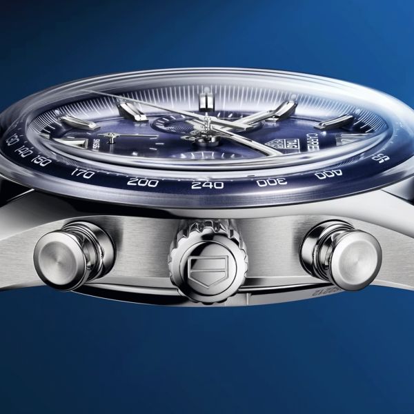 TAG Heuer Carrera Chronograph automatic watch blue dial blue leather strap 39 mm CBS2212.FC6535