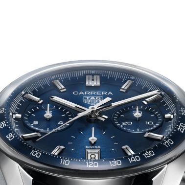 Montre TAG Heuer Carrera Chronograph automatique cadran bleu bracelet cuir bleu 39 mm CBS2212.FC6535
