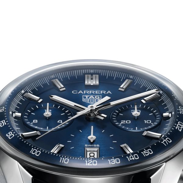 Montre TAG Heuer Carrera Chronograph automatique cadran bleu bracelet cuir bleu 39 mm CBS2212.FC6535