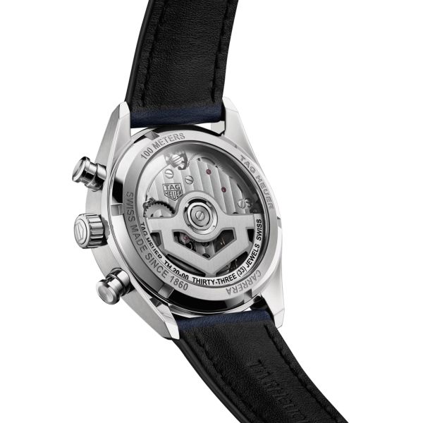 TAG Heuer Carrera Chronograph automatic watch blue dial blue leather strap 39 mm CBS2212.FC6535