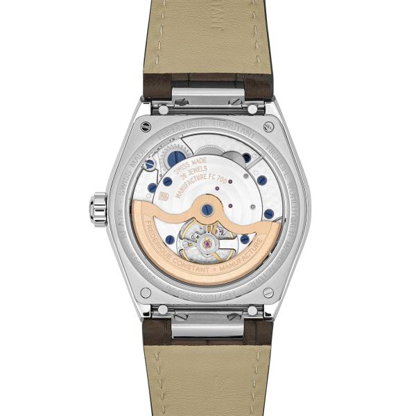 Montre Frédérique Constant Highlife Worldtimer Manufacture automatique cadran marron bracelet cuir 41 mm