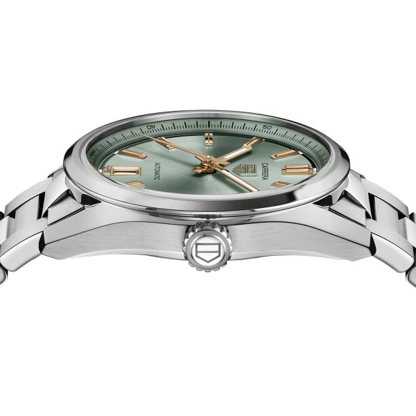 Montre TAG Heuer Carrera automatique index or rose cadran vert bracelet acier 36 mm WBN2312.BA0001