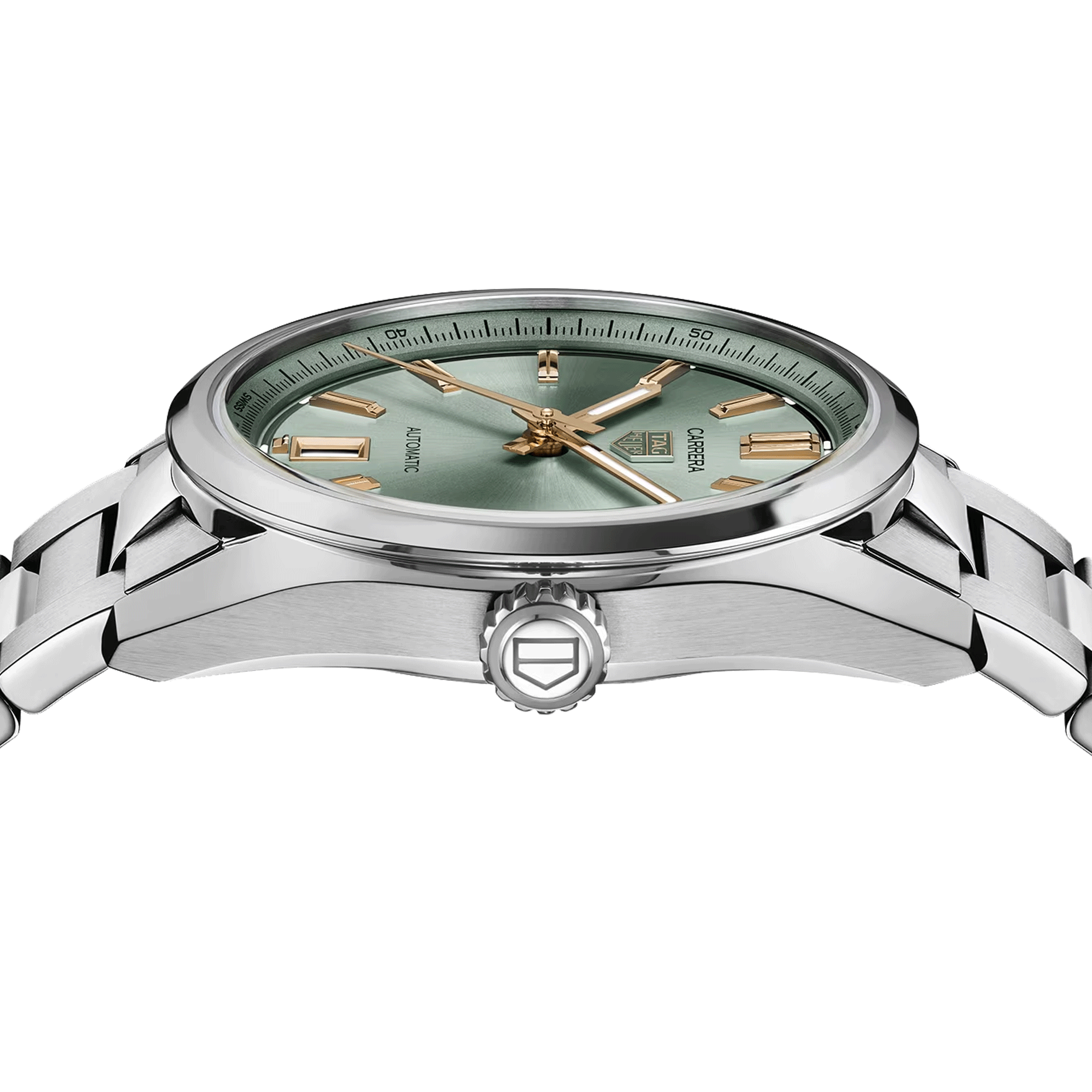 Montre TAG Heuer Carrera automatique index or rose cadran vert bracelet acier 36 mm WBN2312.BA0001