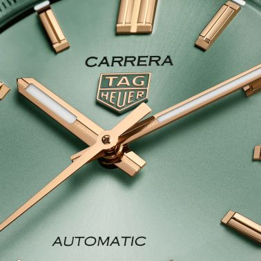 Montre TAG Heuer Carrera automatique index or rose cadran vert bracelet acier 36 mm WBN2312.BA0001